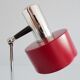 Mid century desk lamp burgundy with chrome and wood, red table lamp 1960s