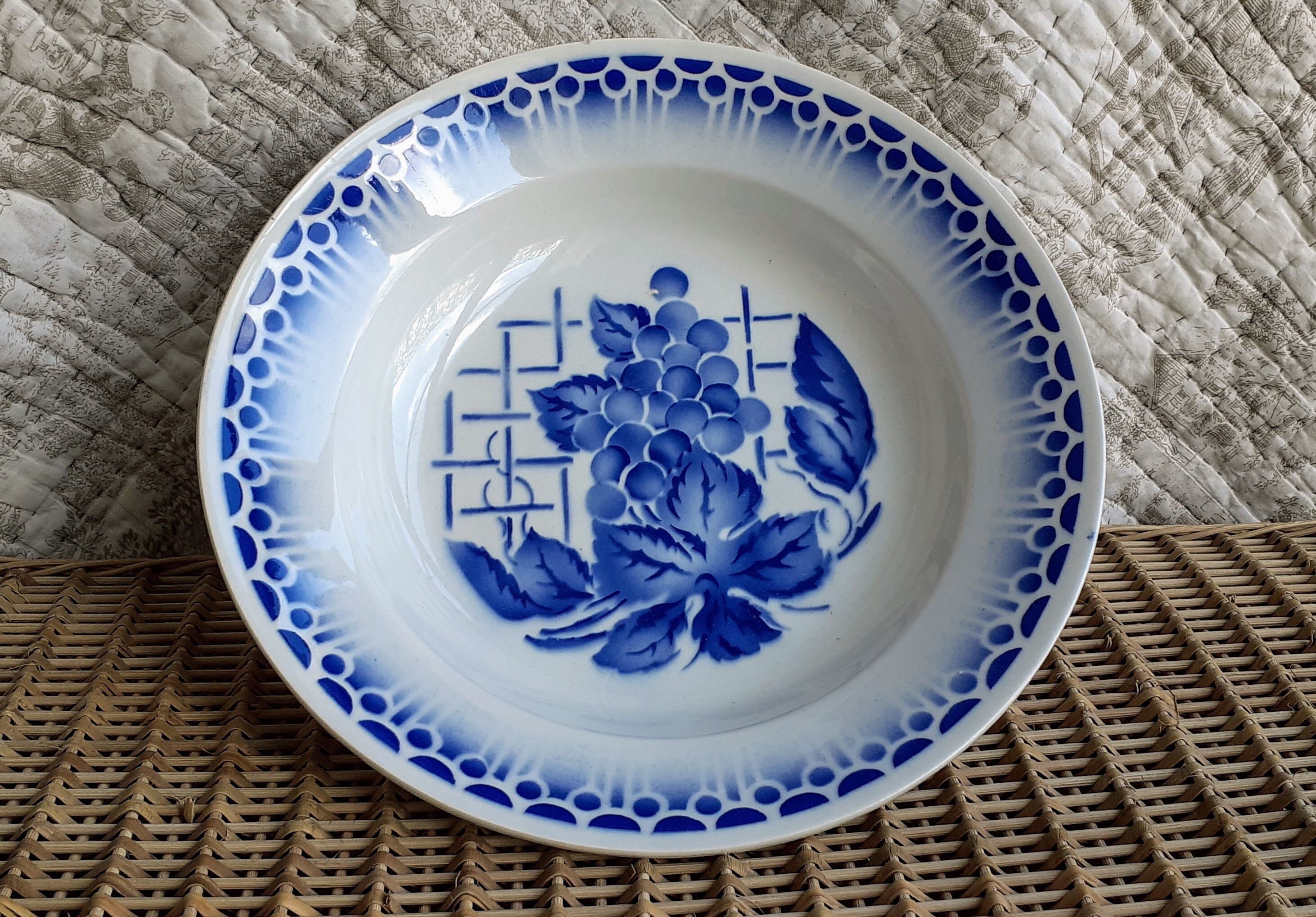 Blue hollow dish