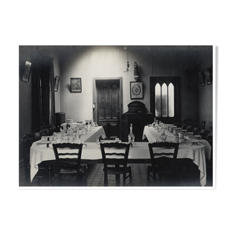 Ancient photograph of the refectory of a convent