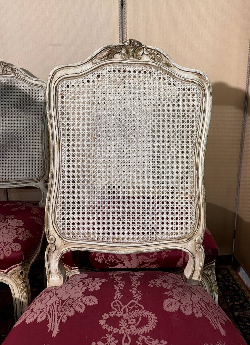 Set of four Louis XV chairs in lacquered wood