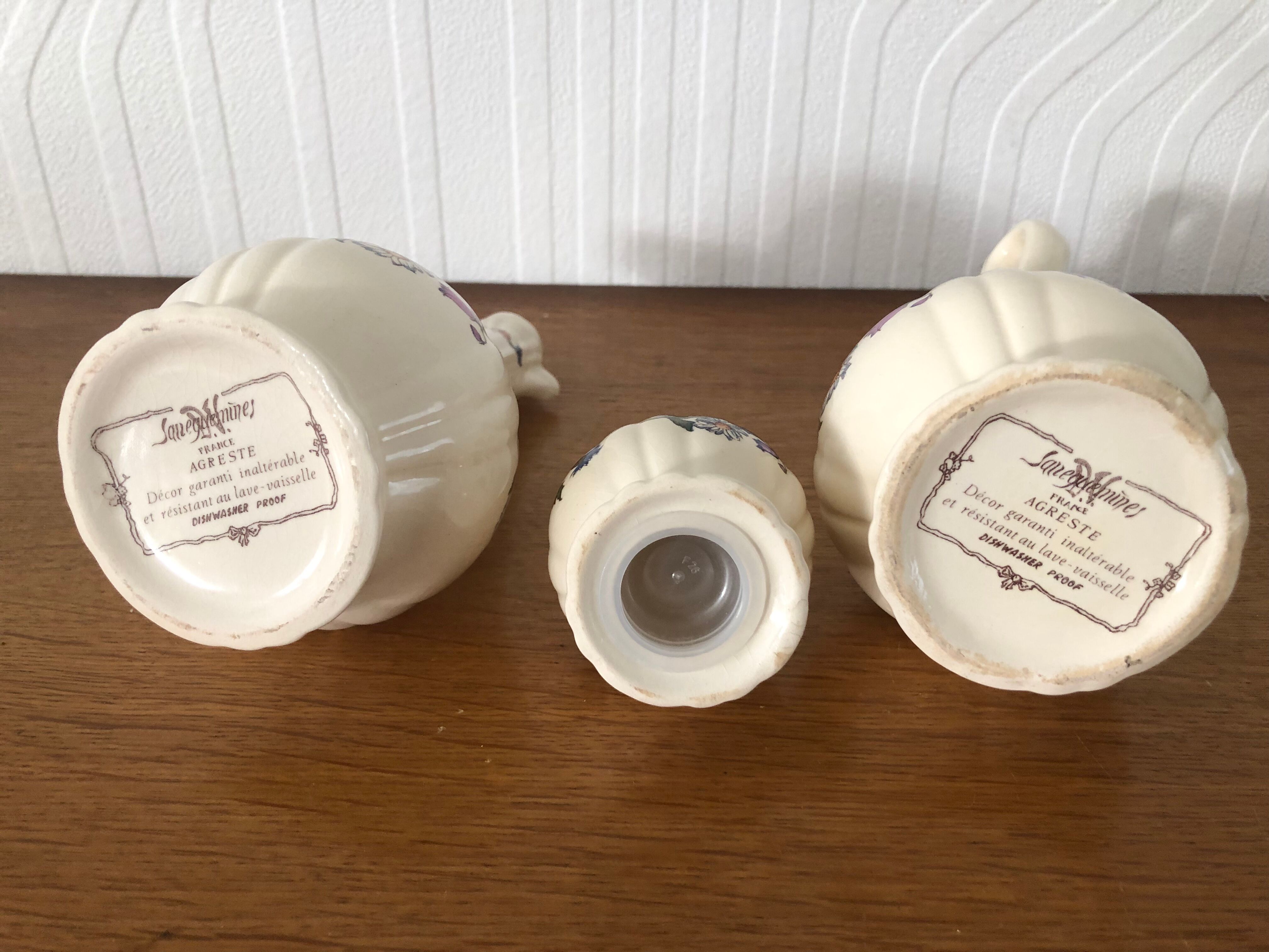 Housewife oil vinegar and salt porcelain Sarreguemines