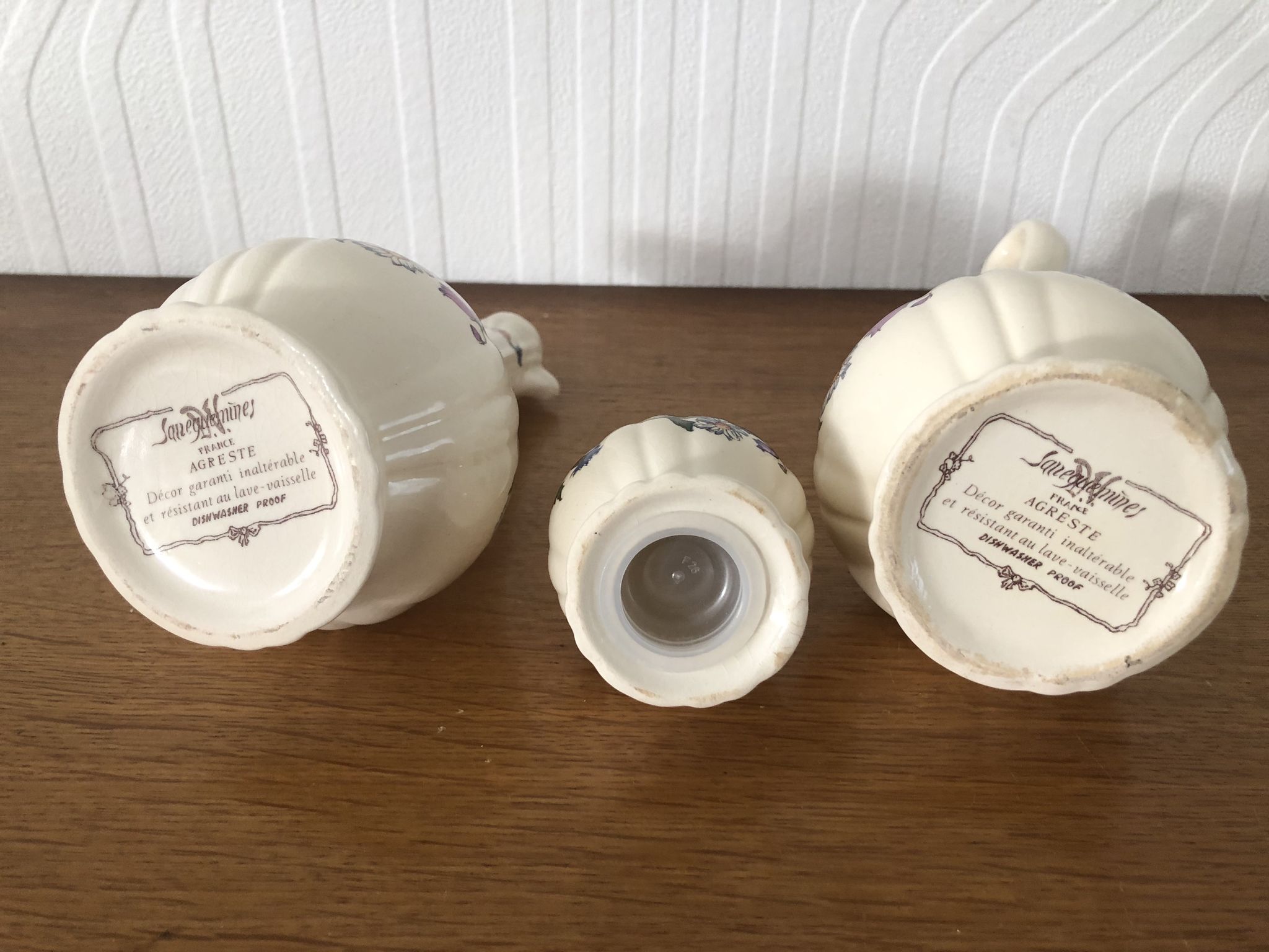 Housewife oil vinegar and salt porcelain Sarreguemines
