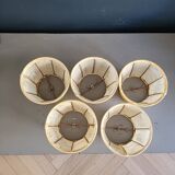 Set of 5 clip lampshades made from pig bladder.