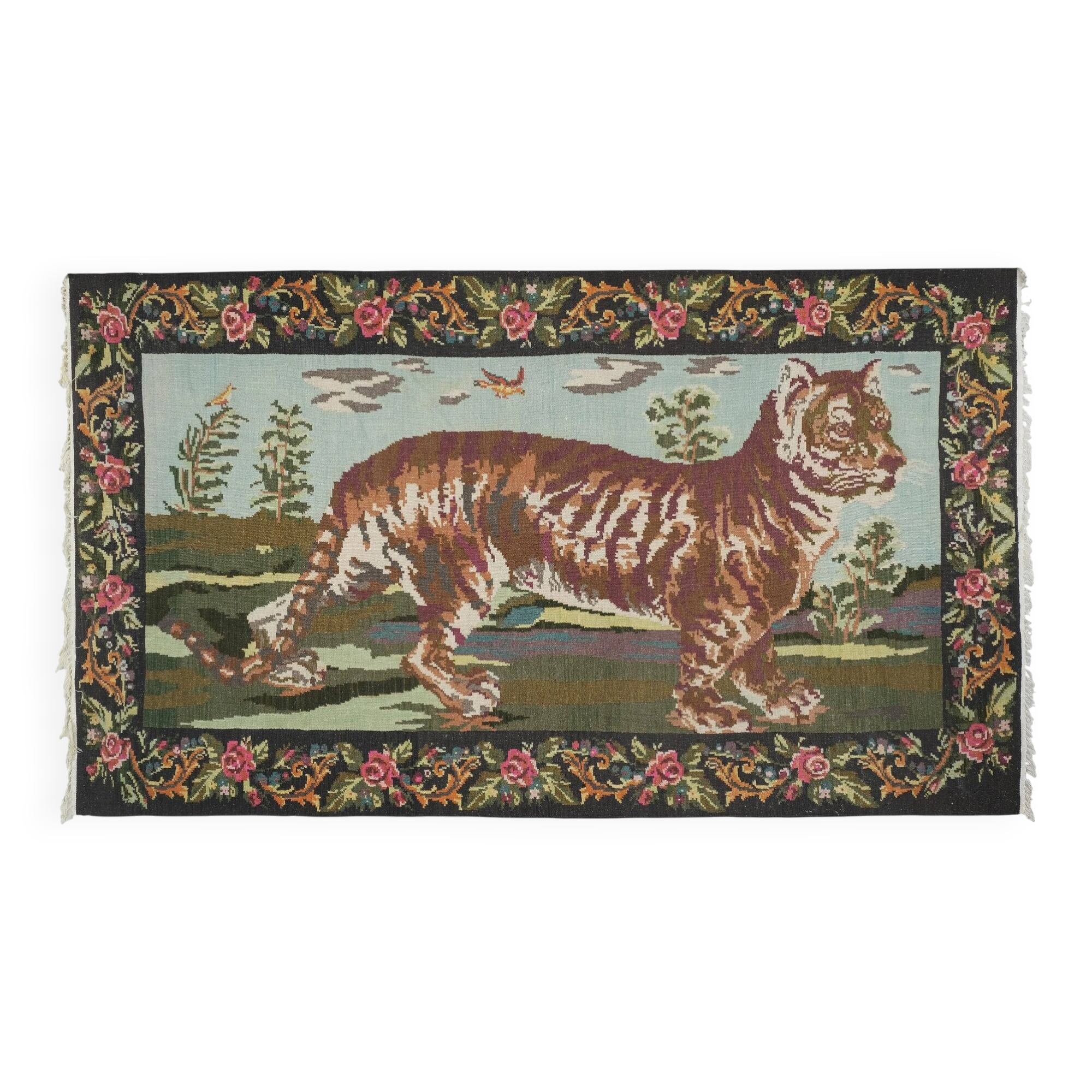 Vintage Turkish kilim, handwoven, 185x330 cm.