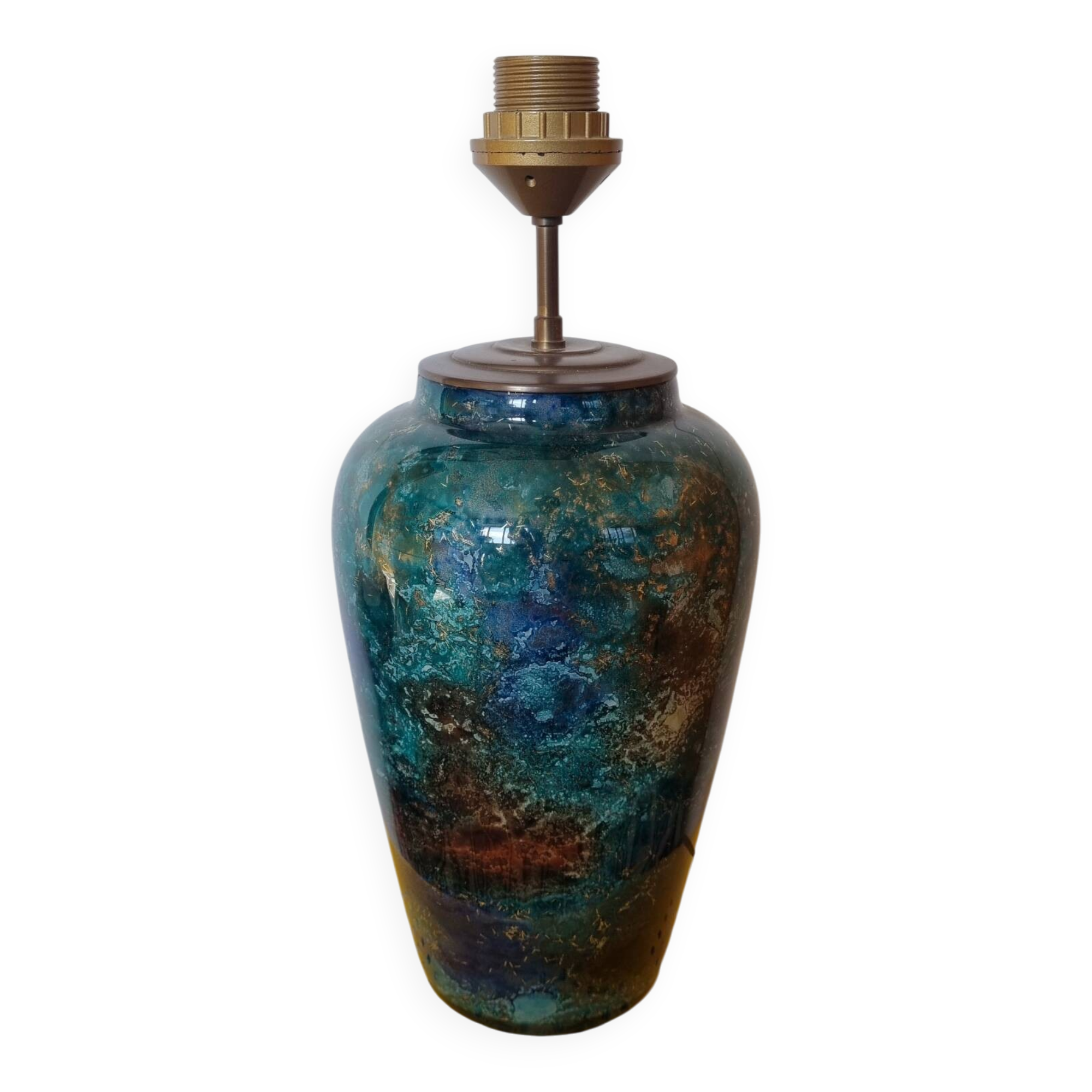 Glass lamp base with eglomisé finish by Laque Line 41cm