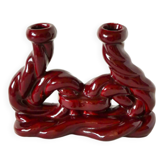 Large woven ceramic candle holder, Bordeaux, 1960