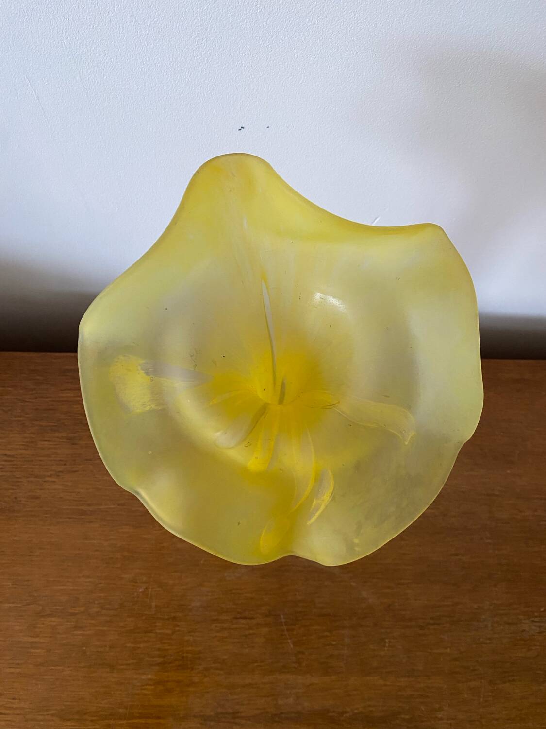 Old Volubilis Vase Crystal LA ROCHERE Blown Glass Yellow Vintage #