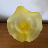 Ancien Vase Volubilis Cristallerie LA ROCHERE Verre Soufflé Jaune Vintage #