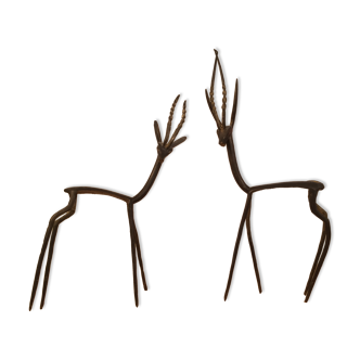 Duo gazelle brass African art