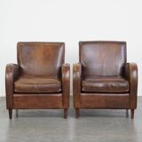 2 fauteuils en cuir de mouton
