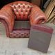 Authentic Vintage Chesterfield Armchair in Burgundy Leather