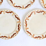 Set of 7 flat plates badonviller, nanteuil, vintage french, authentic, rare, countryside