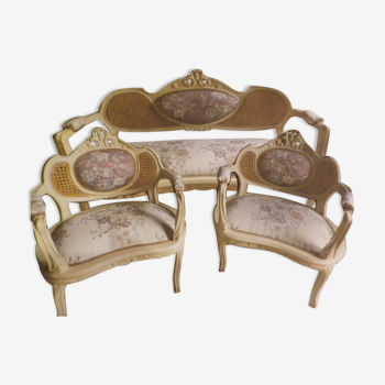 Salon canapé et ses deux fauteuils style louis XV