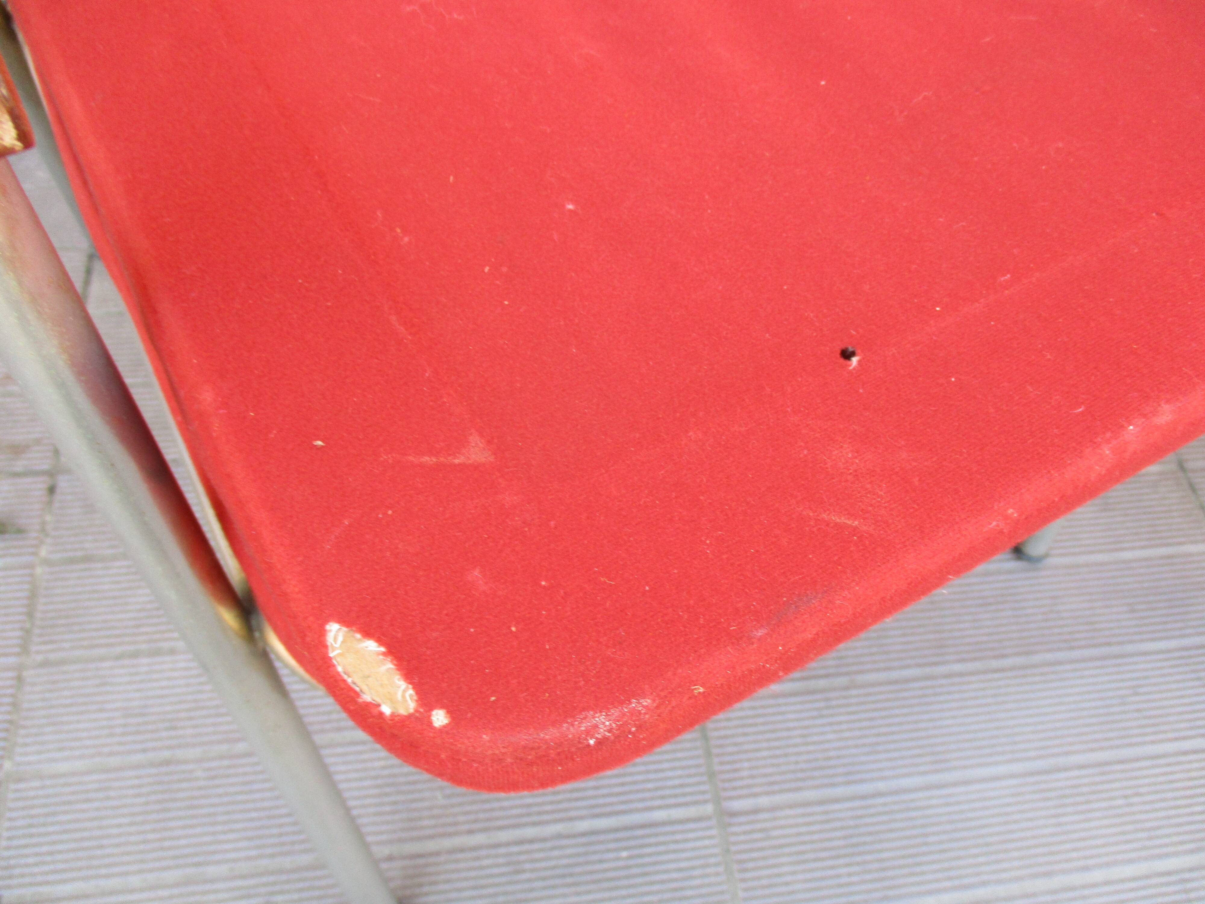 Pair vintage red velvet armchairs 50/60 years