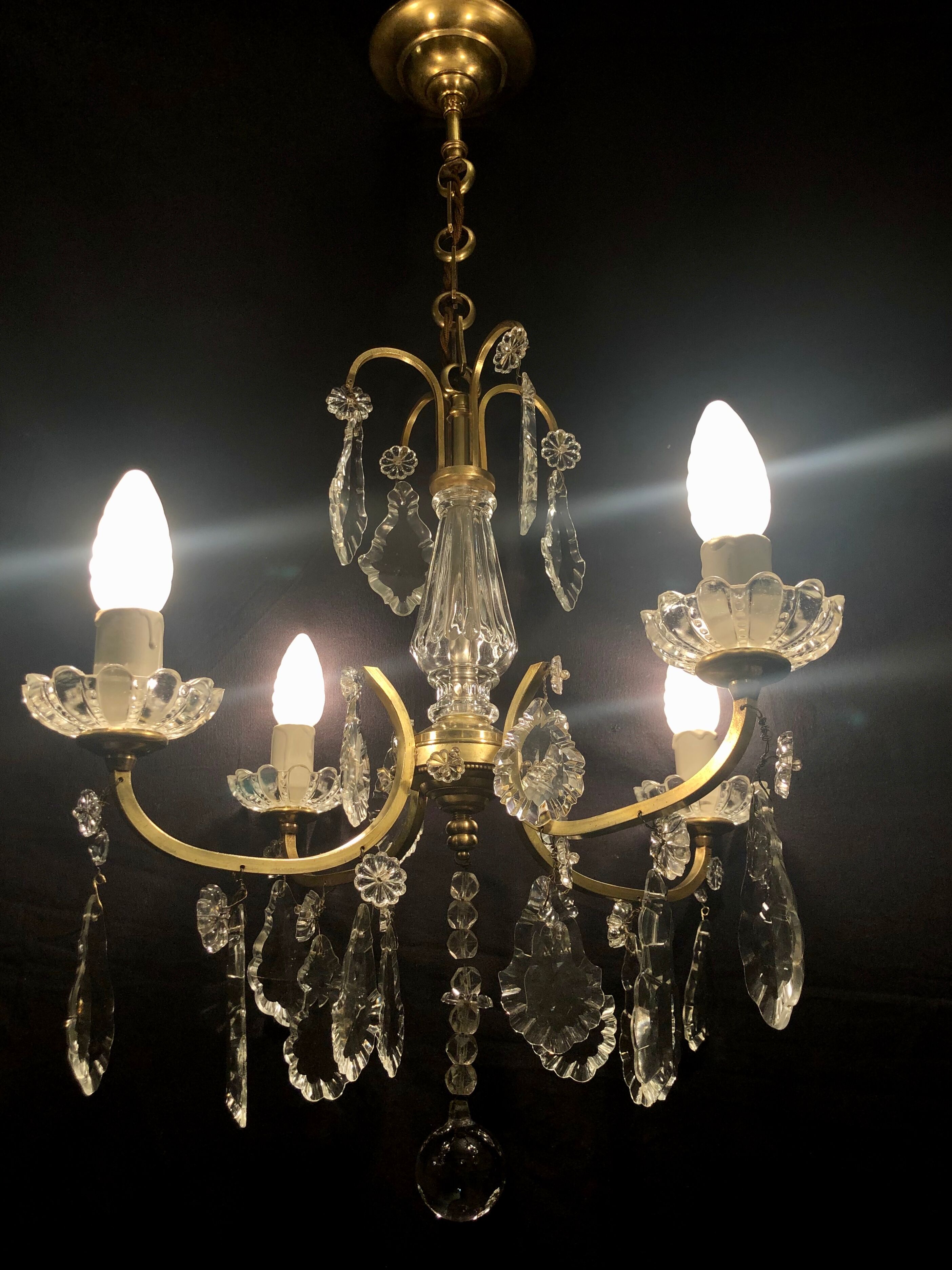 Lustre 4 lights bronze and crystal