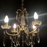Lustre 4 lumières bronze et cristal