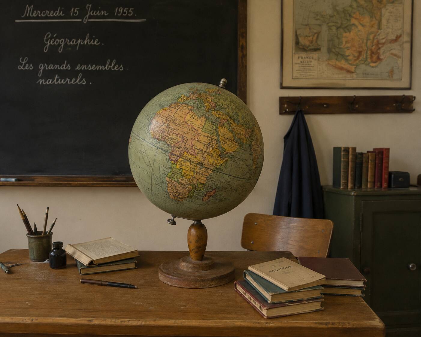Globe vintage 1950 terrestre Girard et Barrère et Thomas - 46 cm