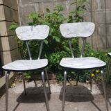 Set of 2 formica chairs type marble + 1 stool