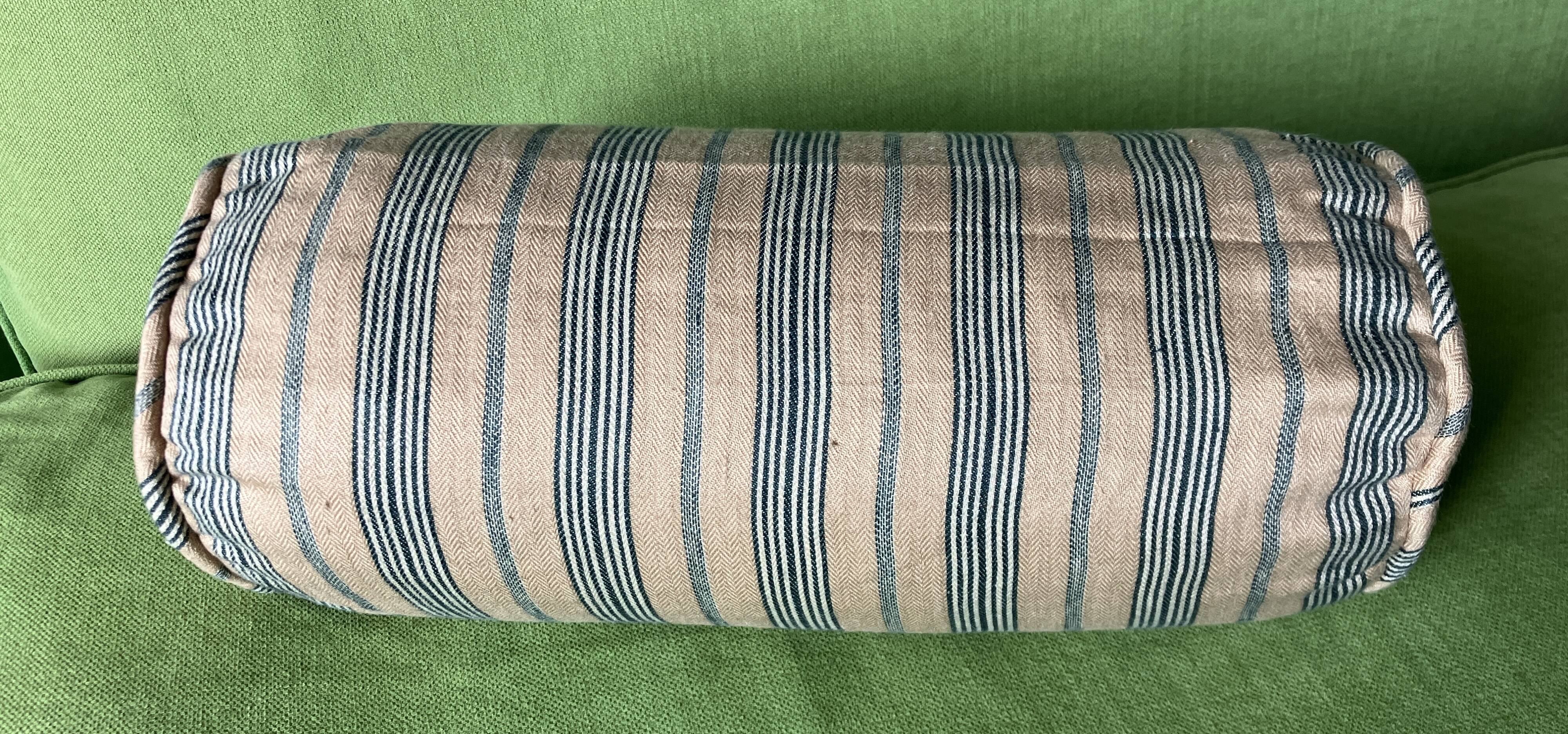 Striped linen cushion