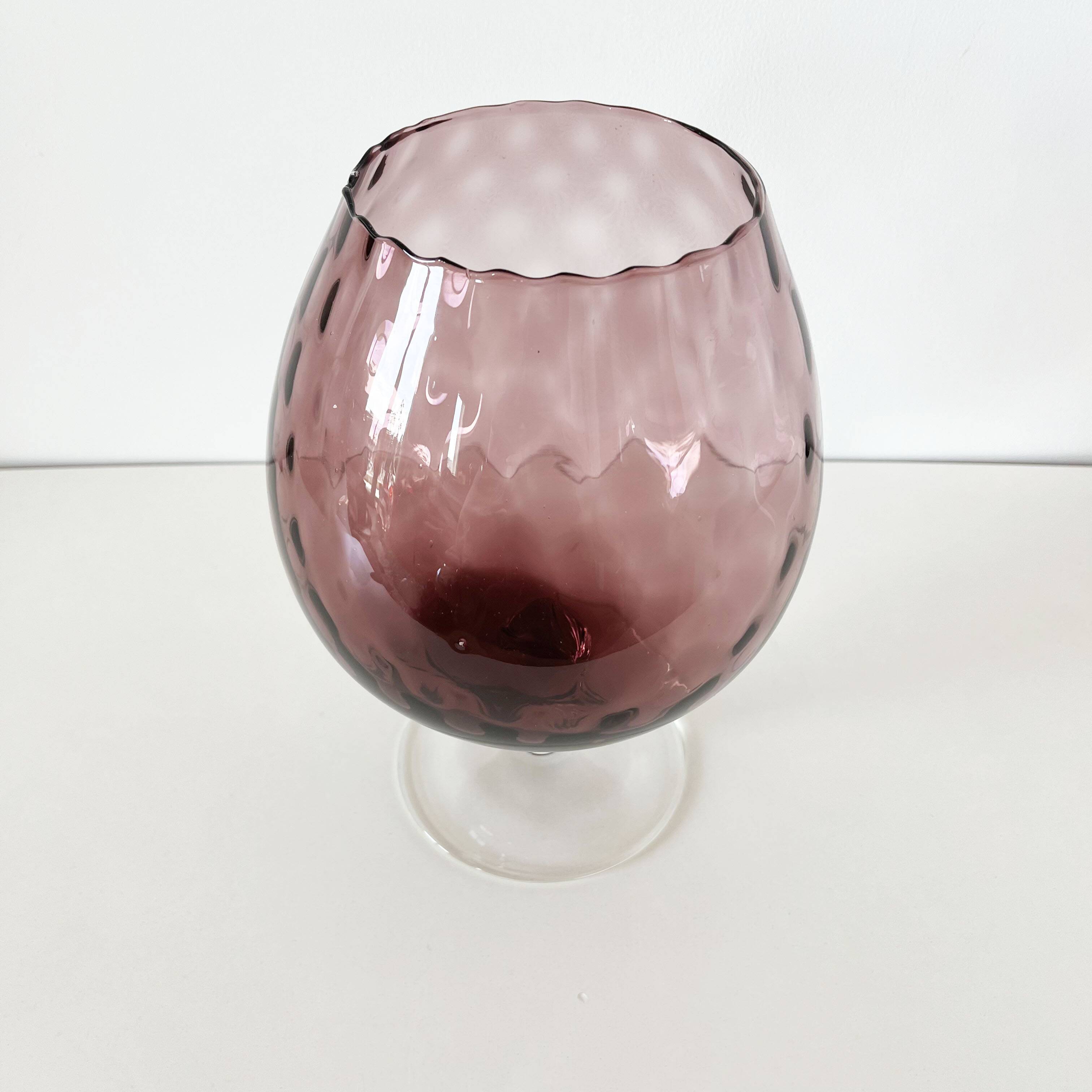 Purple Italian blown glass vase Empoli 1960