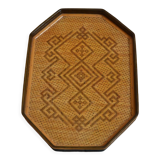 Wicker meal tray with vintage patterns