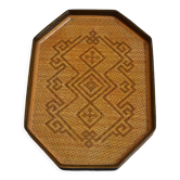 Wicker meal tray with vintage patterns