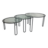 Metal and glass nesting coffee table 1970