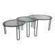 Table basse gigogne Metal et verre 1970