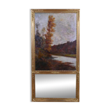 Golden wooden trumeau mirror, Louis XVI style – early 20th century