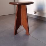 Tabouret ancien en chêne massif art populaire