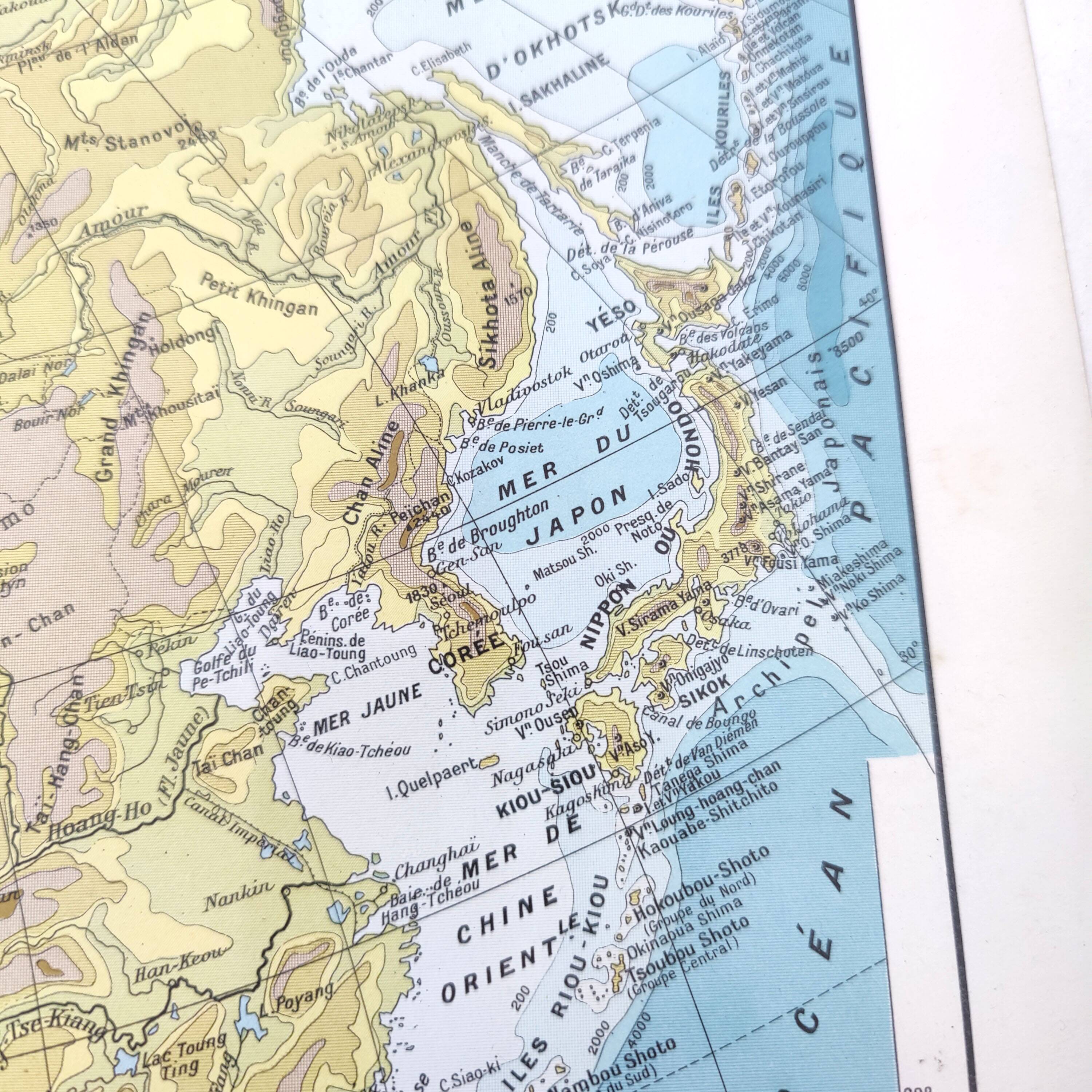 Vintage map Asia China Japan USSR India 43x43cm from 1950