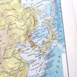 Vintage map Asia China Japan USSR India 43x43cm from 1950