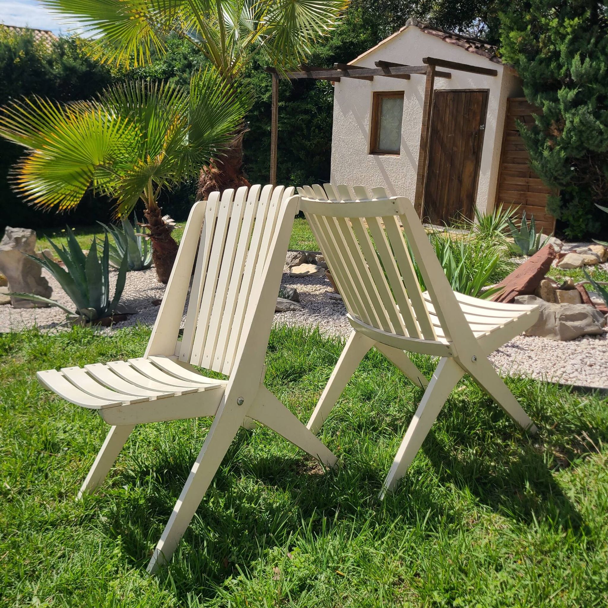 Chaise de jardin vintage années 1970 pliante