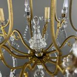 Lustre En Laiton Et Cristal, XXe Siècle