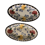 Pair of floral ravines in ancient earthenware Onnaing and CM Paris model Clovers