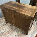 Curved Louis XV style chest of drawers in solid wood with light patina