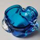 Empty pocket/Corolla shaped ashtray, in Murano style blown art glass, turquoise blue