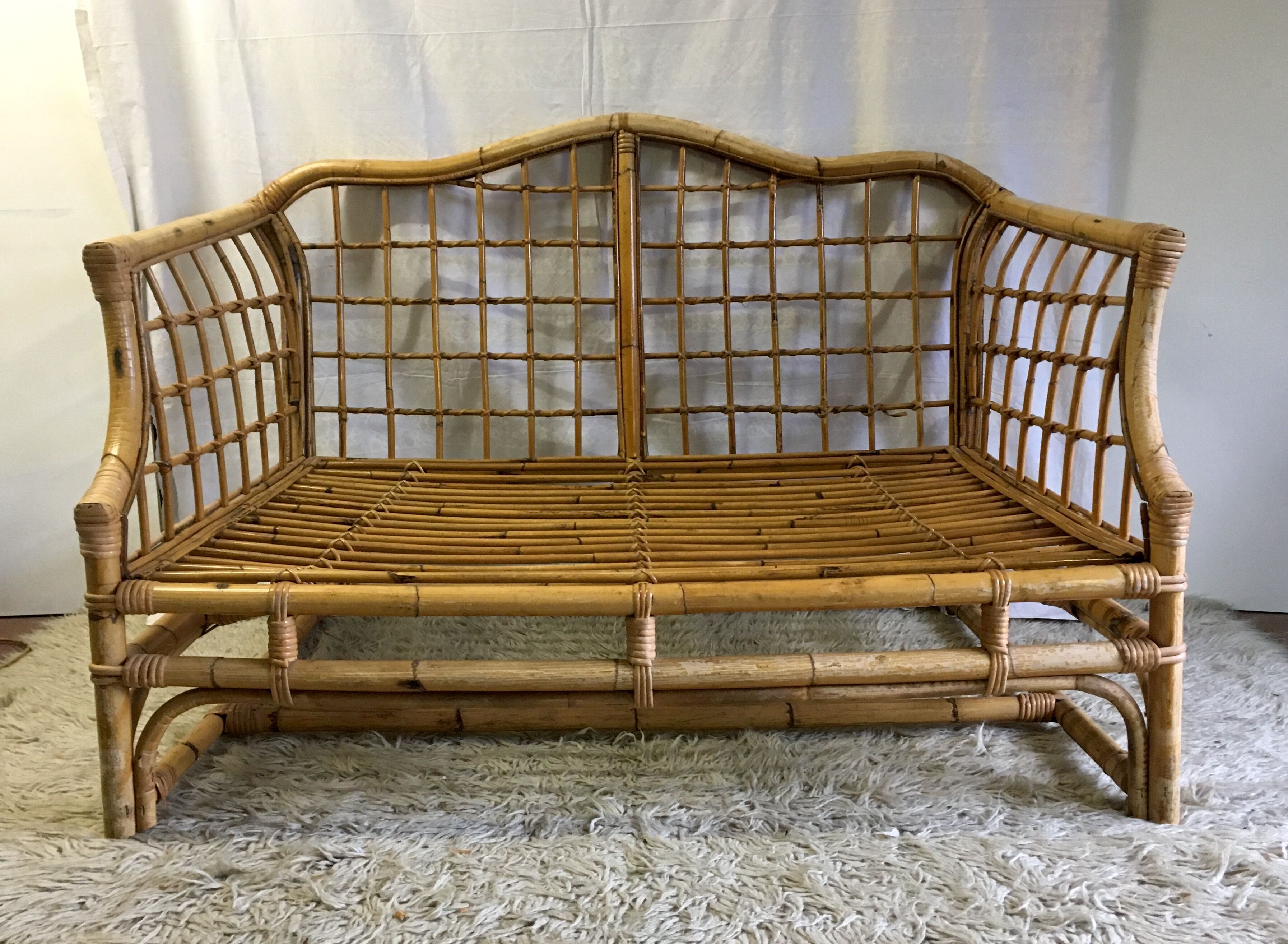 Two-seater rattan sofa - 70s