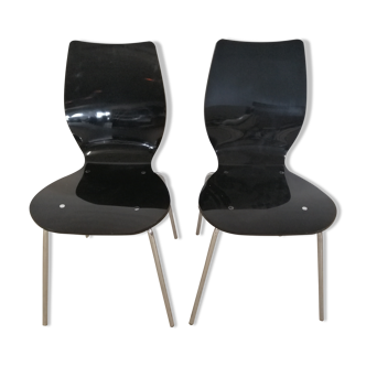 Pair of chairs in smoked plexiglass