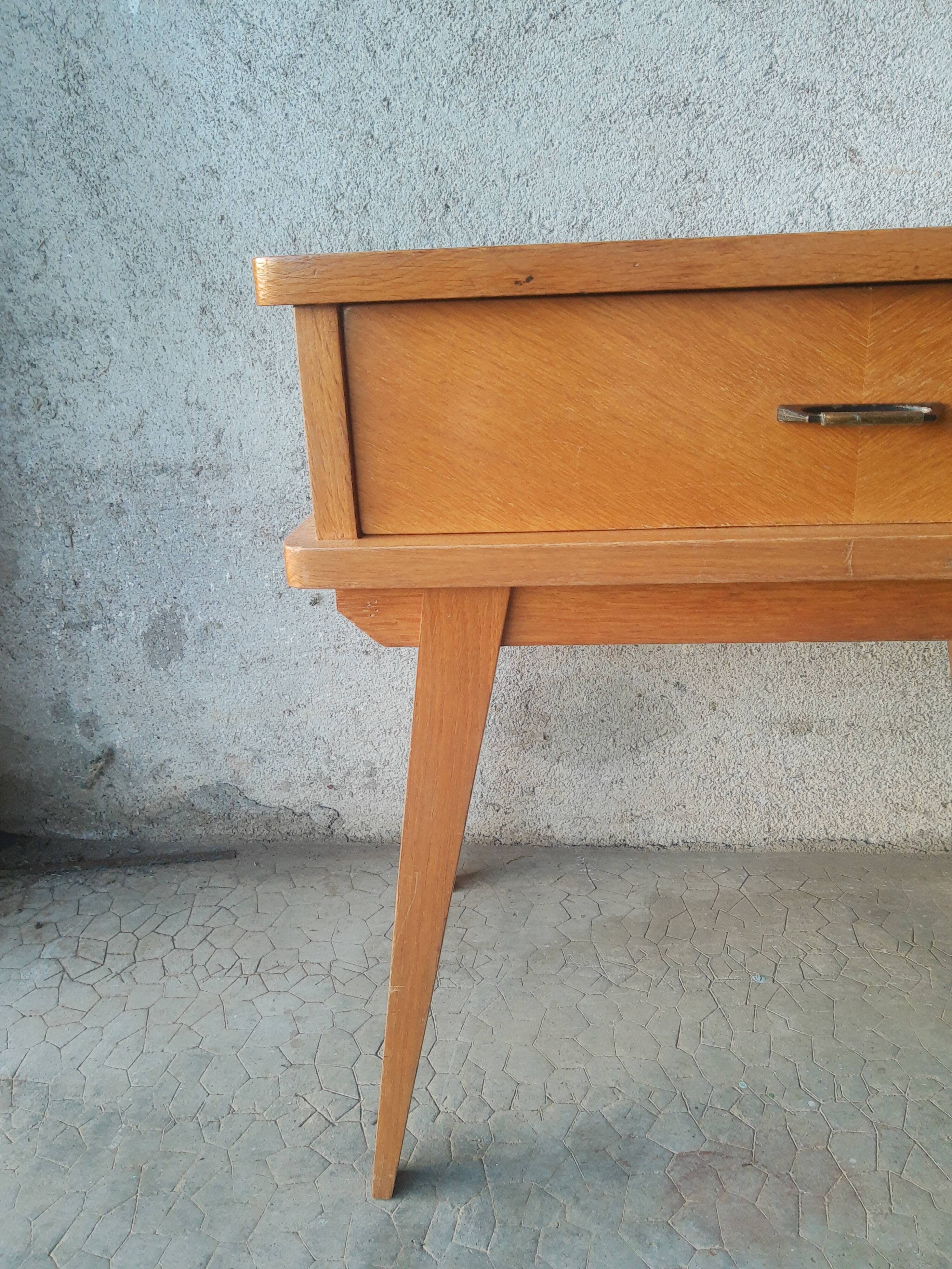 Vintage wooden compass foot bedside table