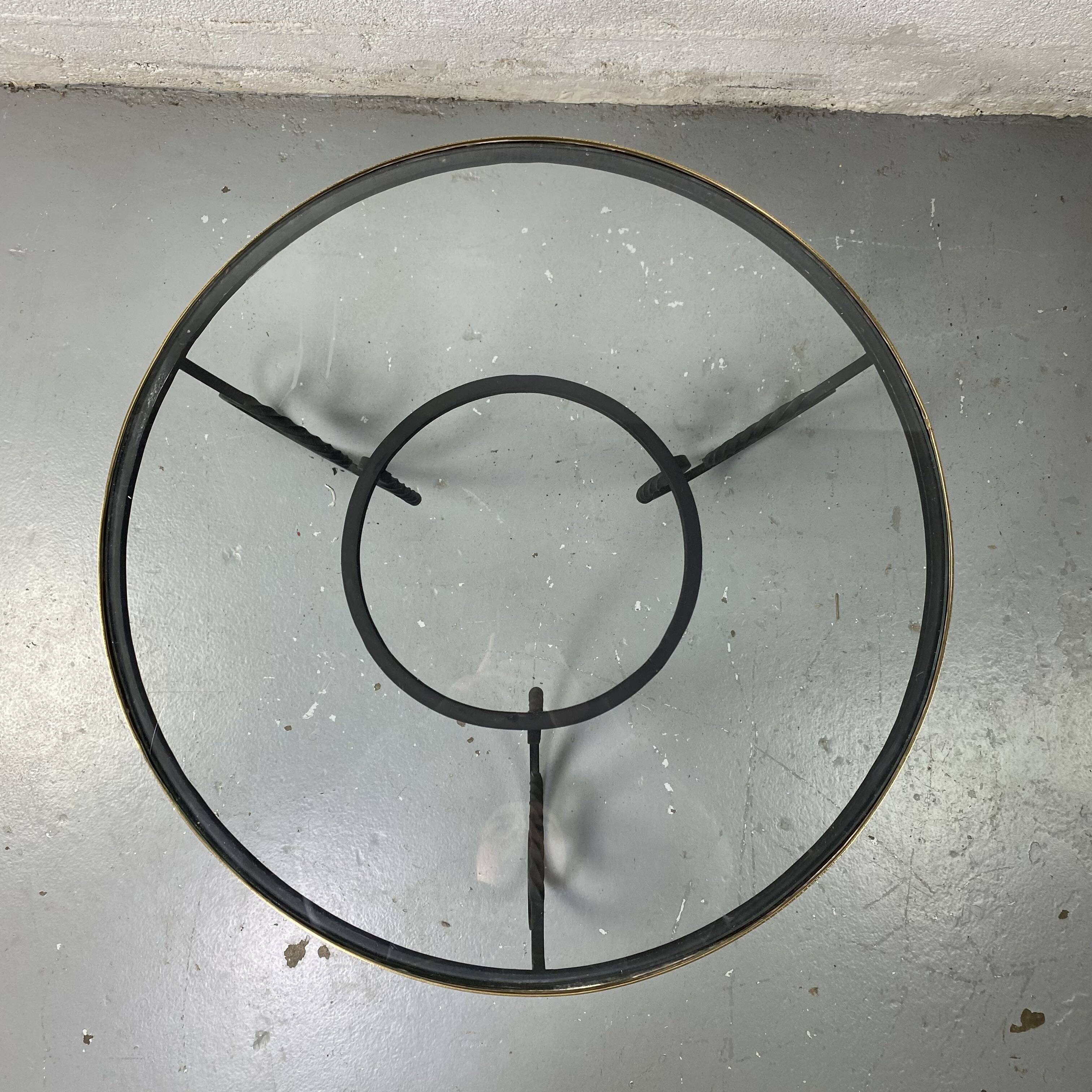 Wrought iron coffee table and glass top