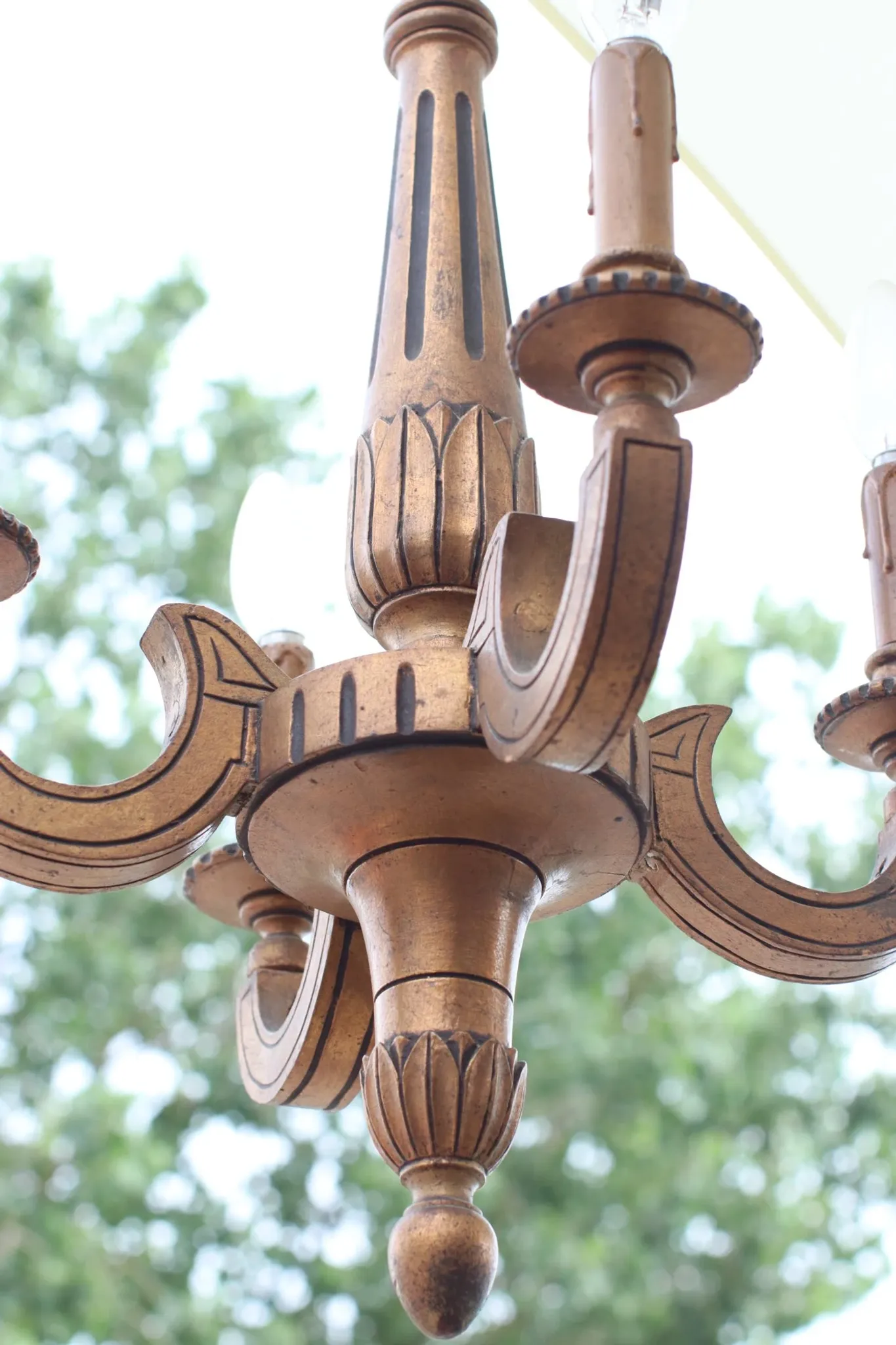 French neoclassical carved wood chandelier – circa 1950