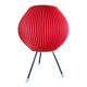 Tripod lamp, pleated red rhodoid, 1950s, 60s design