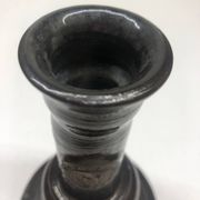 Vintage black ceramic candle holder signed AP