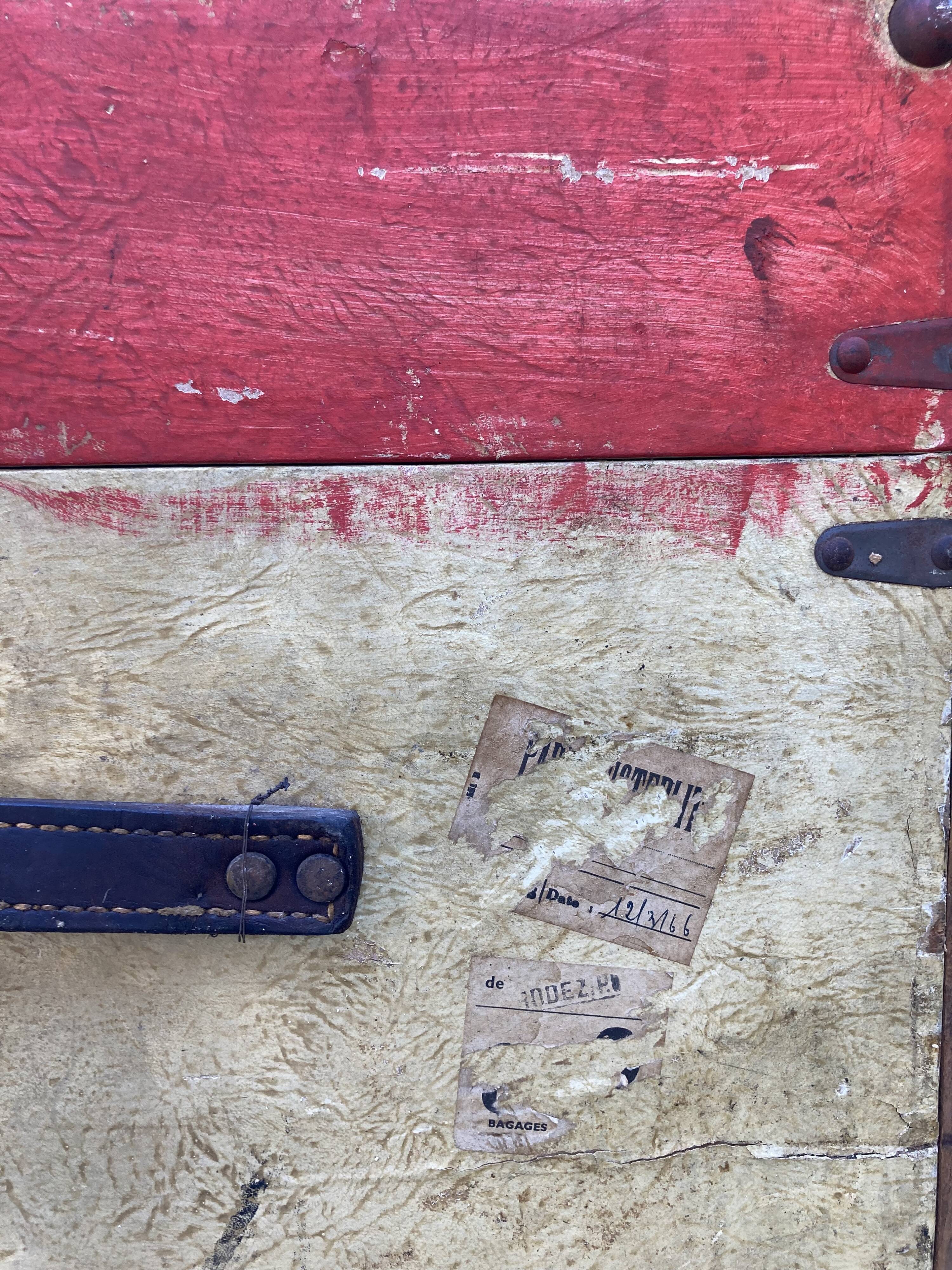 Antique wooden travel trunk