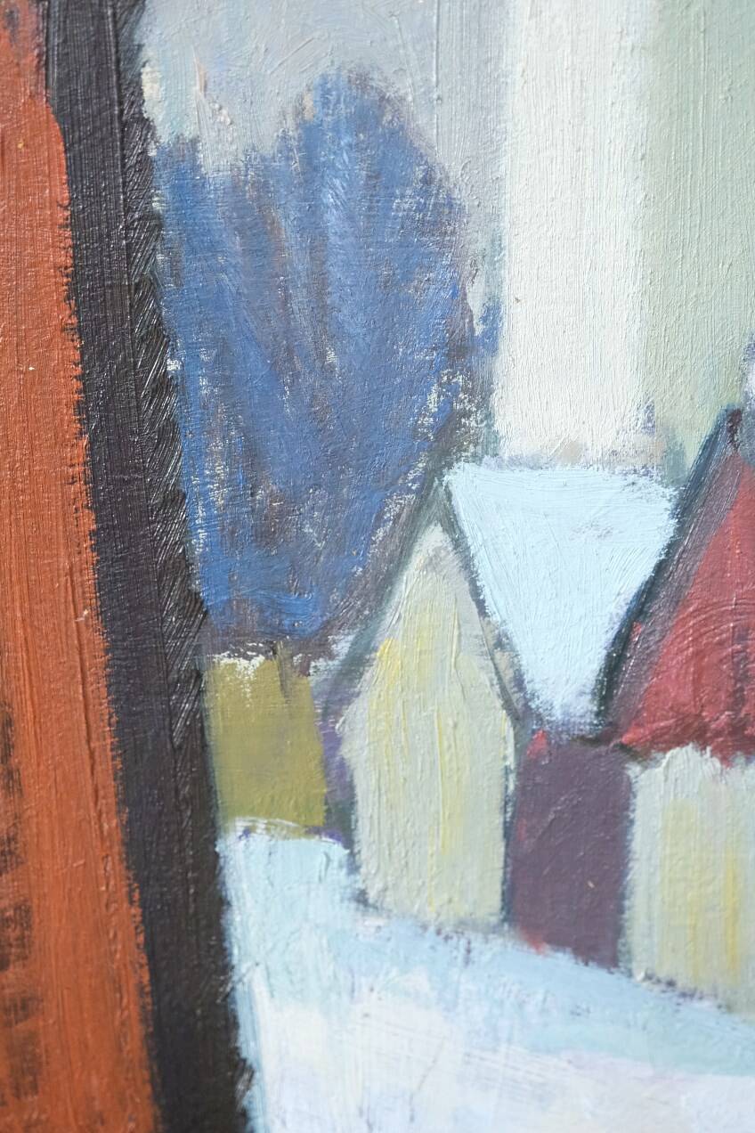 Tage Nilsson, Paysage moderne suédois, années 1960, Huile sur panneau, Encadré