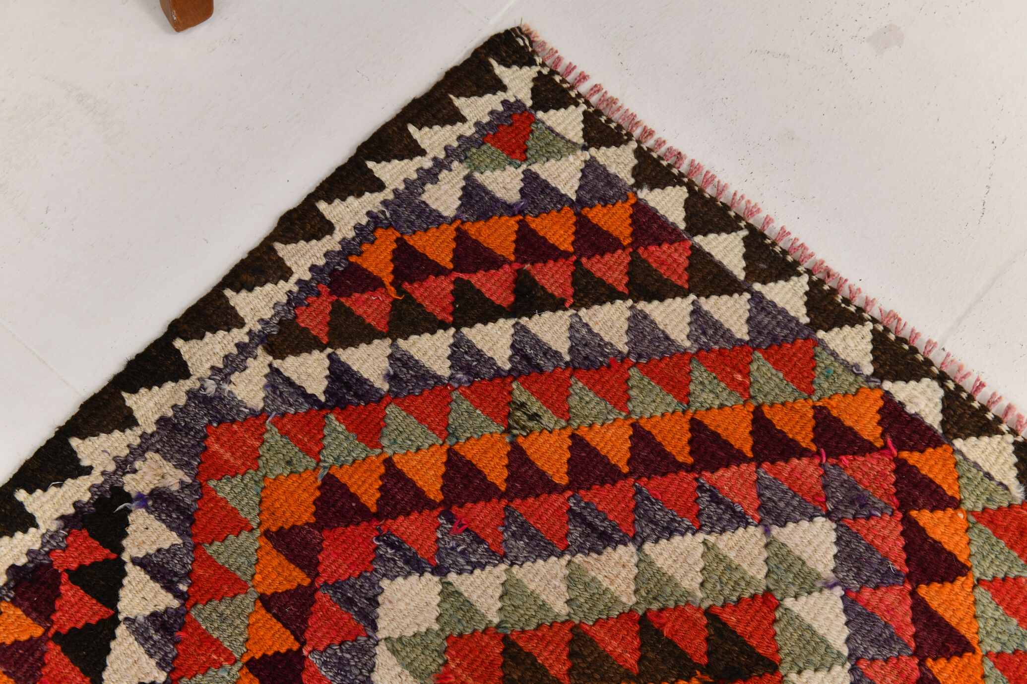 3x9 geometric kilim runner rug, 86x278cm