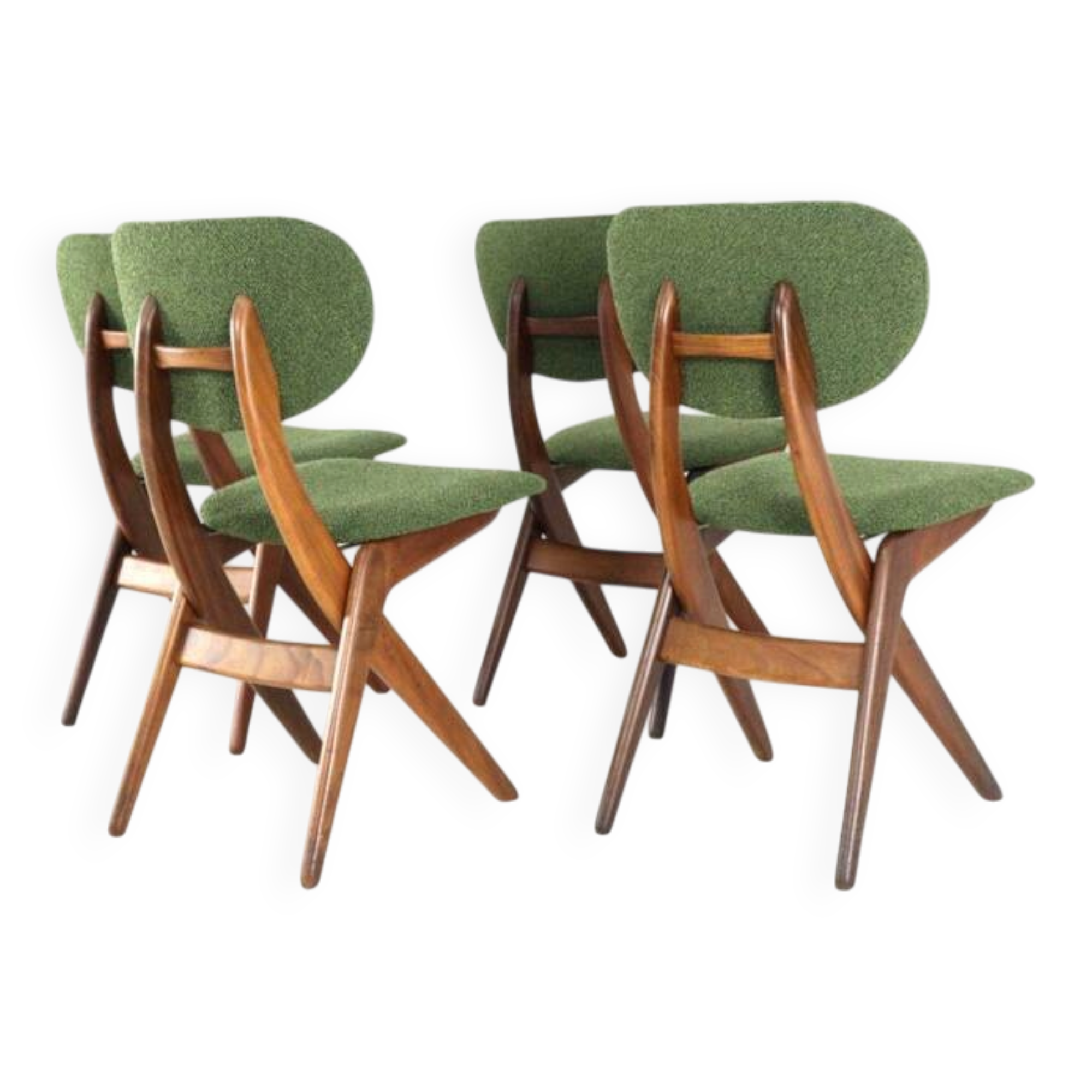 Set of 4 AwA Scissor Chairs - teak mid century modern - new upholstery