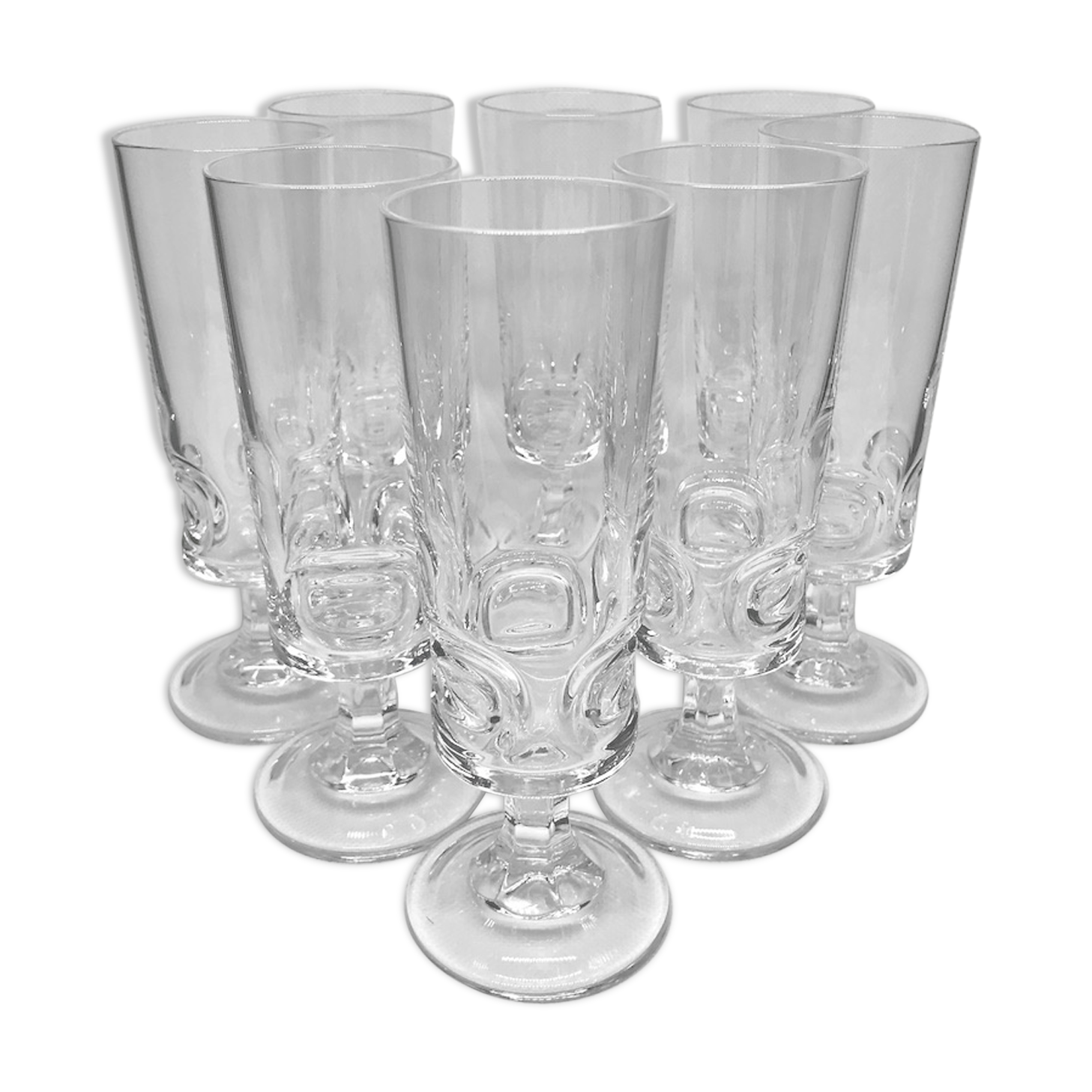 8 champagne flutes 70s