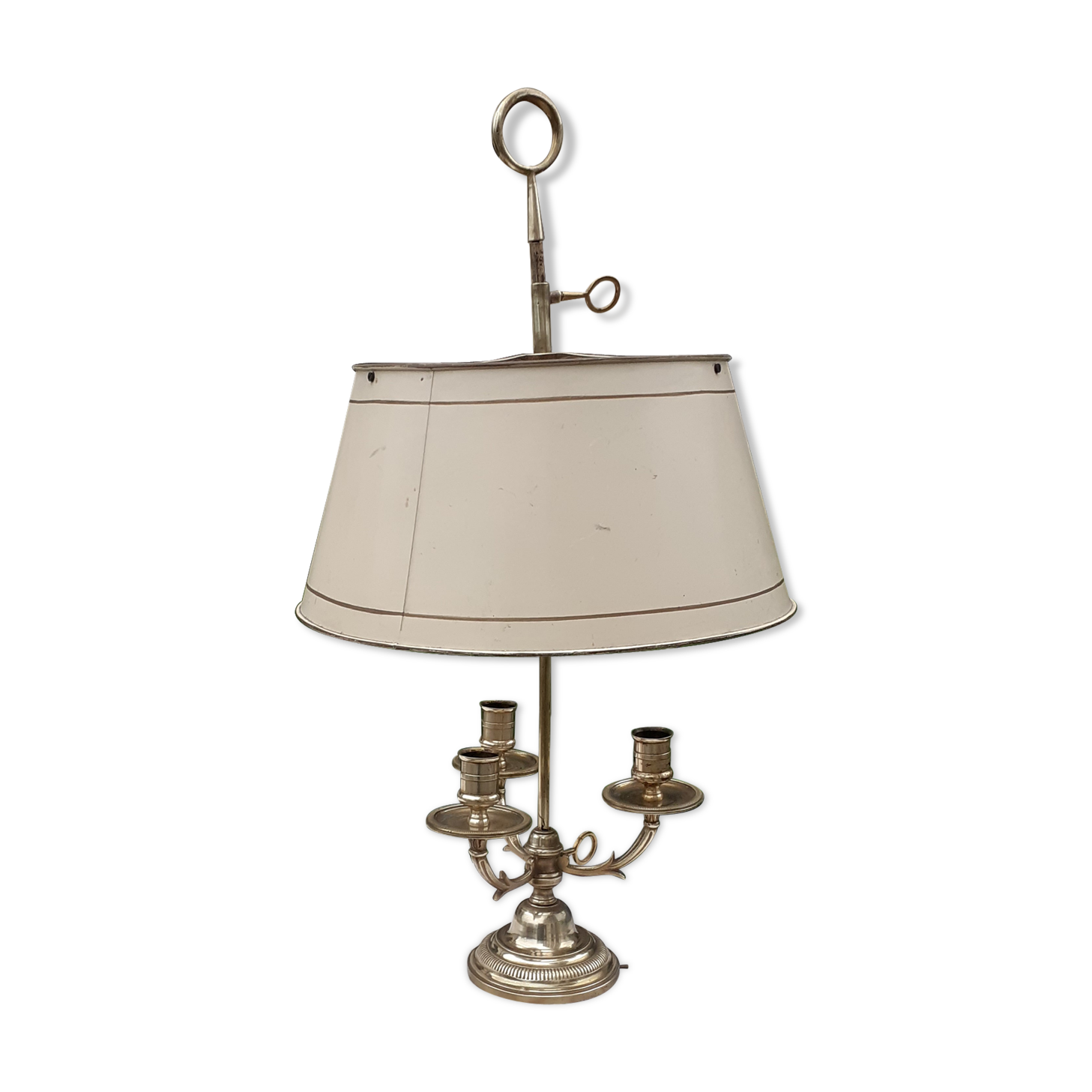 3-branched lampshade lamp sheet gilded bronze pietement